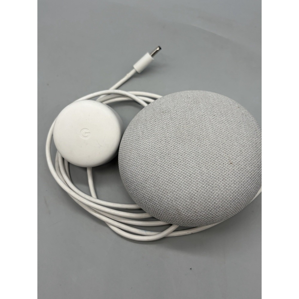 Google Nest Mini (2nd Gen) Smart Speaker & Cable - Chalk - Tested